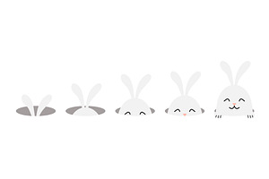 Cute Easter bunny looking out of the, an Animal Illustration by sceptical cactus