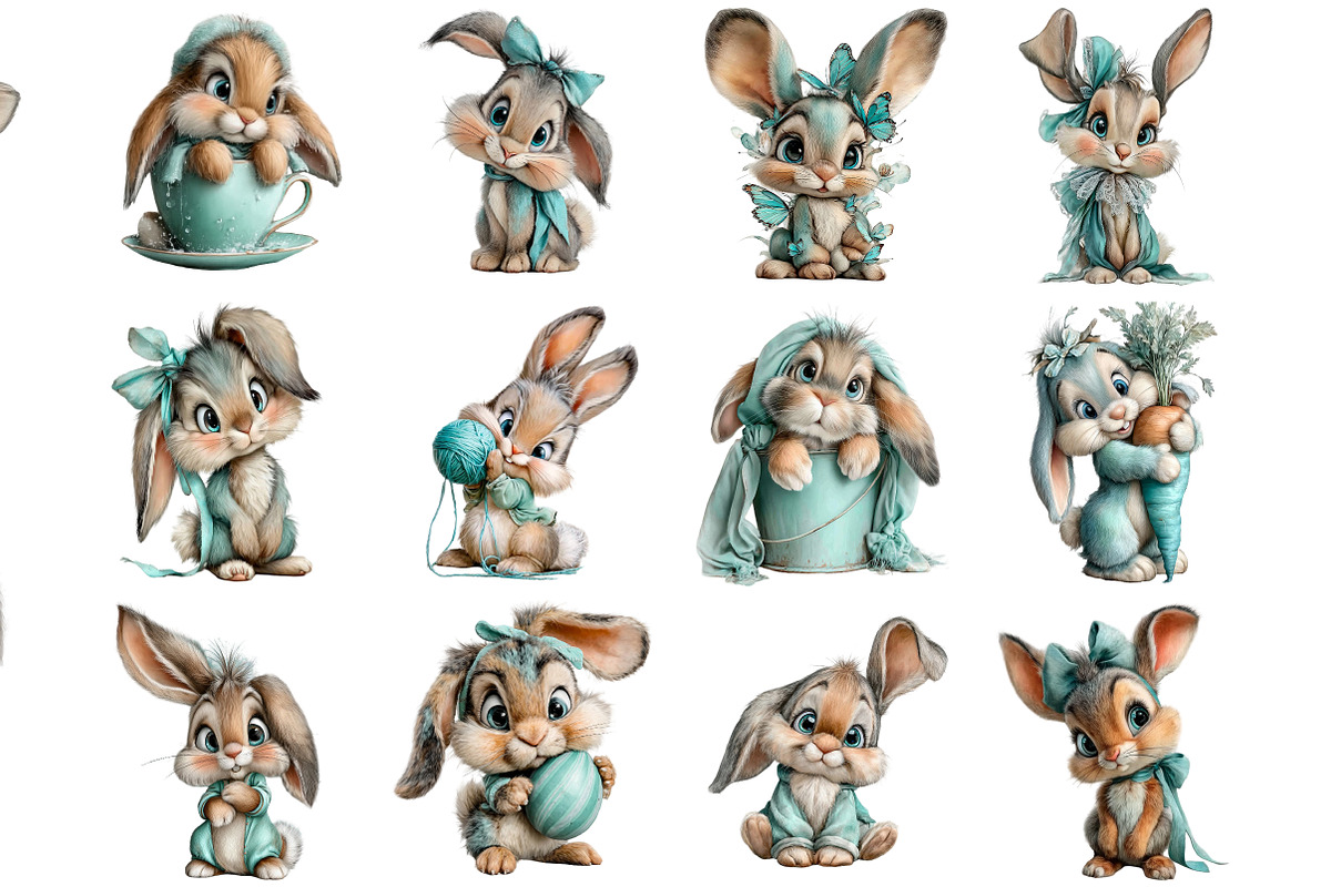 Watercolor Easter Cute Baby Bunny, an Illustration by DreamArtGraphic (Photo 2 of 4)