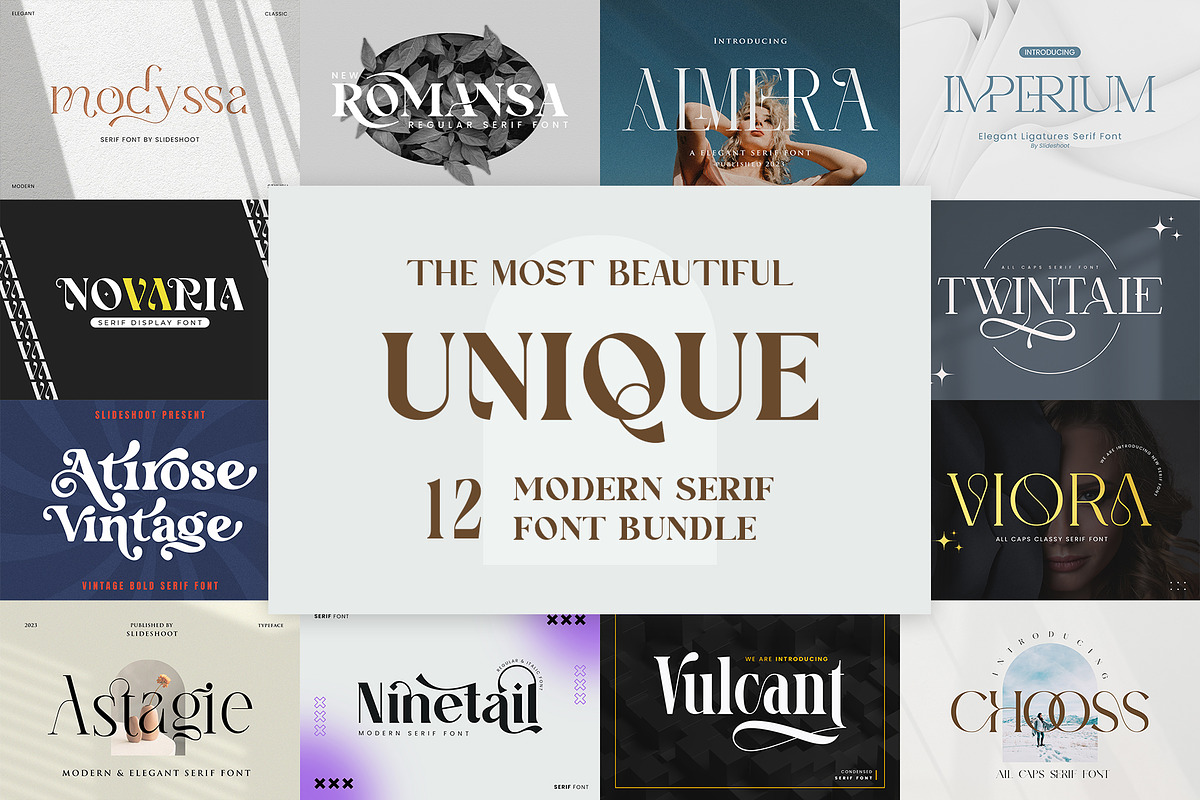 The Most Beautiful Unique Bundle, a Serif Font by Idea Studio (Photo 1 of 13)
