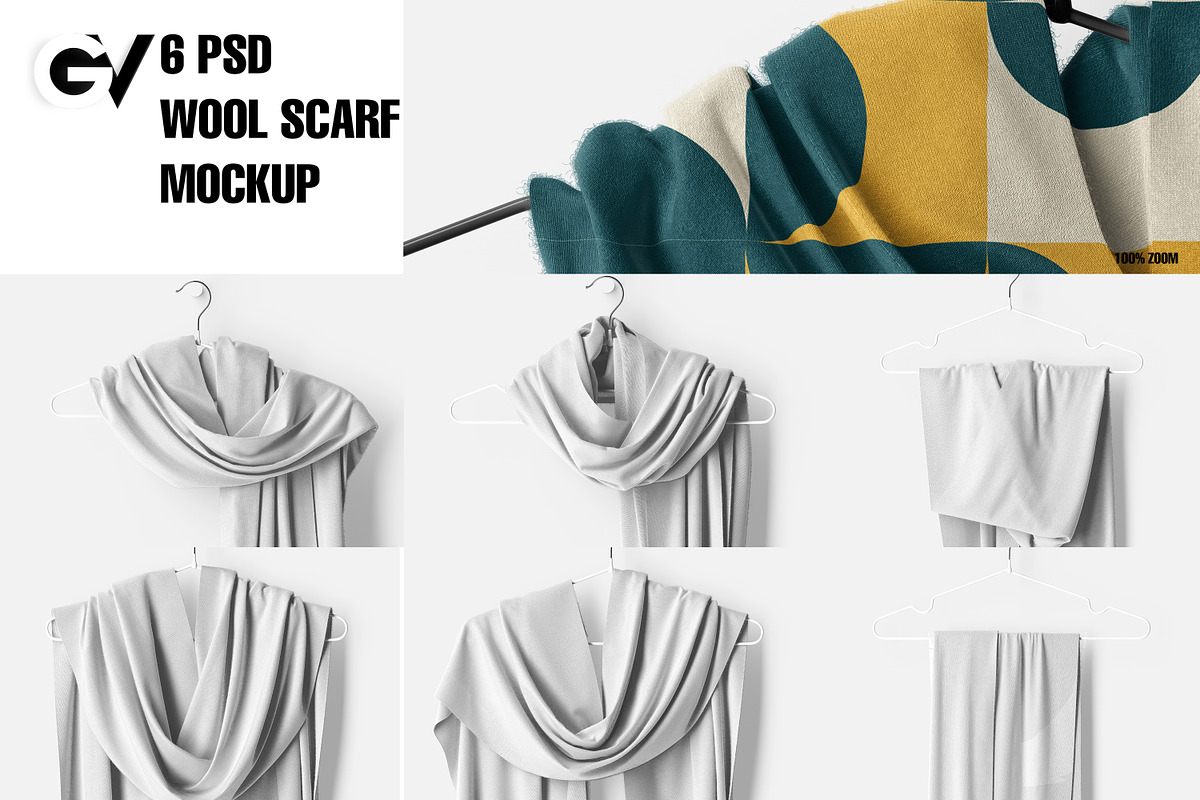 Wool scarf Mockup Part 2, an Apparel Mockup by GraphicVil (Photo 2 of 9)