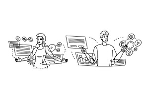 future digital transformation vector, a Person Illustration by pikepicture