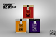 Square Tea Tin Set Packaging Mockup, a Cups & Container Mockup by INCDesign (Thumbnail 3 of 6)
