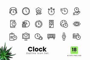 Clock Outline Icons, an Outline Icon by Zeer Graphic