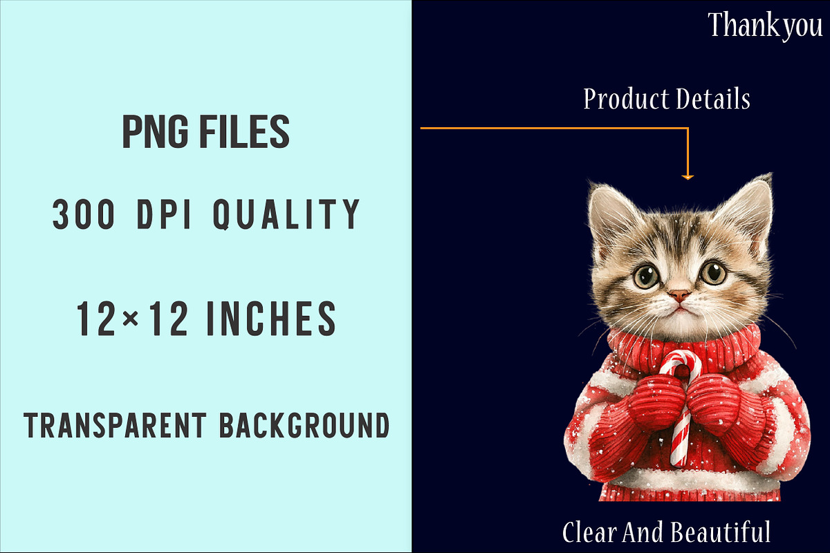 Kitten Christmas Clipart Png, an Illustration by SinaCreation (Photo 4 of 5)