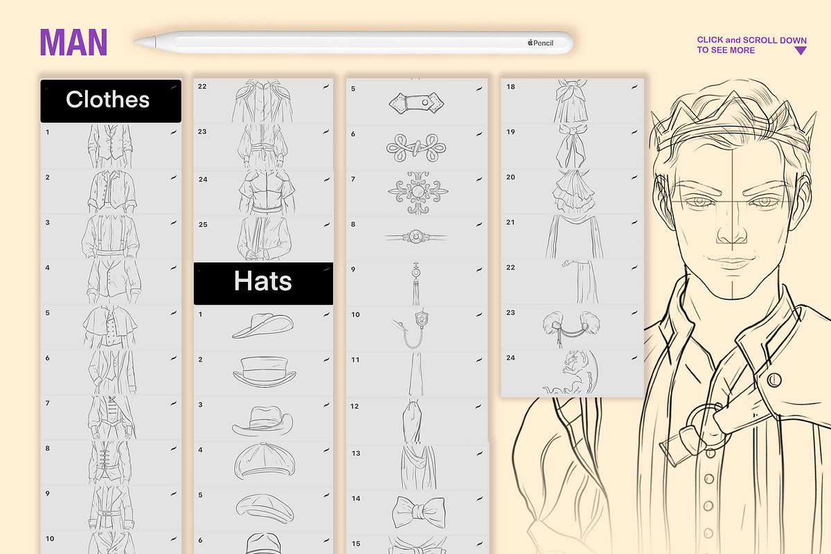 PROCREATE VINTAGE CHARACTER CREATOR, a Brush Add-On by AlexandraArt (Photo 10 of 11)