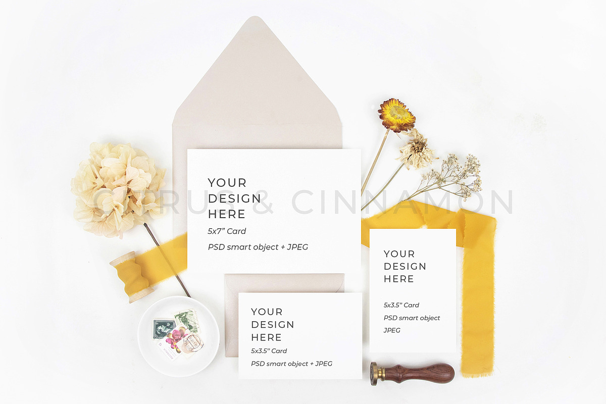 Wedding Invitation Suite Mockup 1639, a Print Template by Citrus and Cinnamon