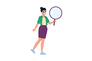 Businesswoman holding magnifying, a Finance Illustration by pikepicture