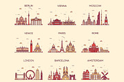 Set of 9 Europe cities skylines, an Illustration by TheMountBirdStudio (Thumbnail 2 of 2)