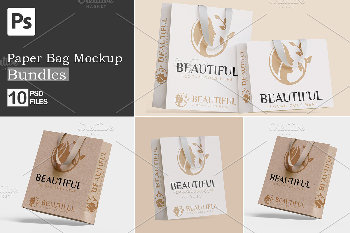 Paper Bag Mockup Bundles, a Packaging Mockup by Ambo Ampeng (Photo 1 of 11)