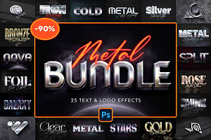 Metal Text Effects Bundle, a Branding & Logo Template by Andrew Skoch Design
