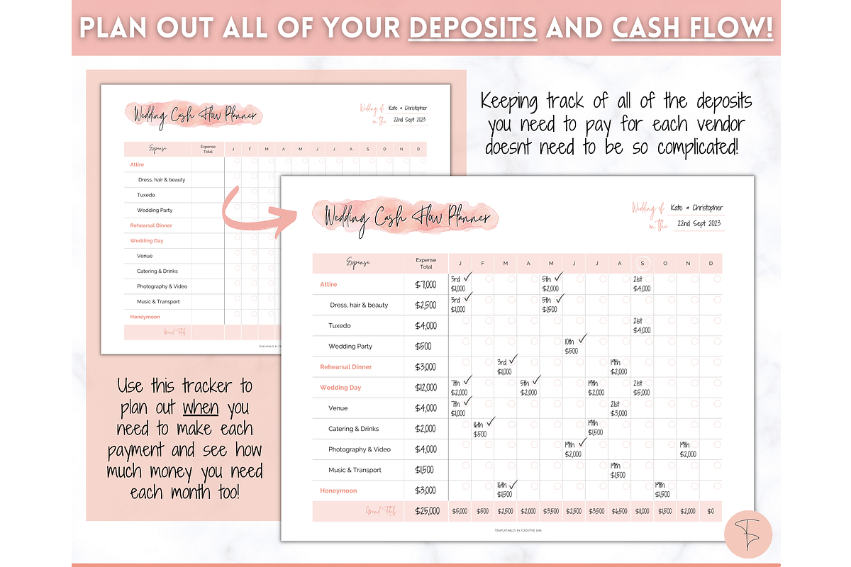 Wedding Budget Planner - Pink BUNDLE, a Templates & Theme by Templatables (Photo 4 of 10)