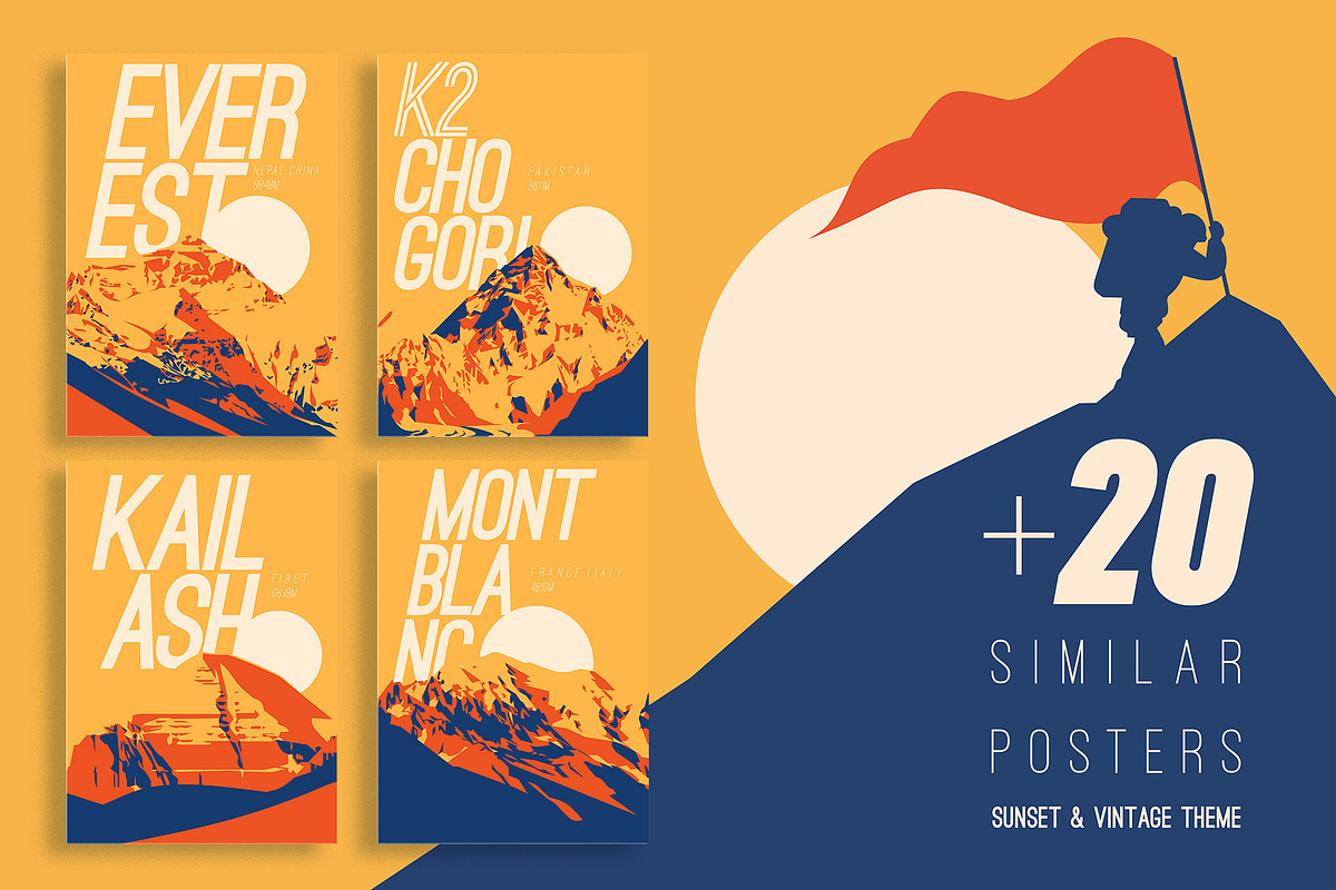 12 Higest Mountains Posters, an Illustration by Alexander Baidin (Photo 8 of 10)
