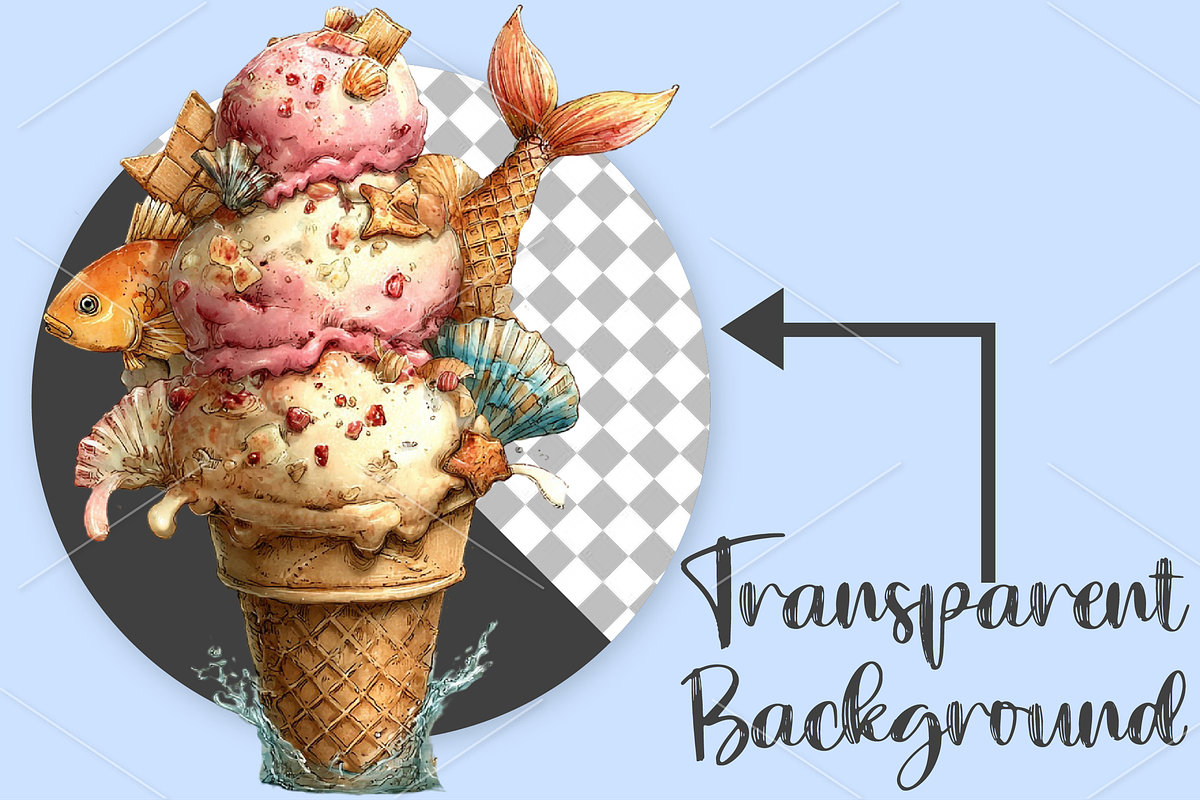 Watercolor Quirky Ice Cream Clipart, a Seasonal Illustration by Canvas Craft (Photo 2 of 5)