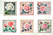 Valentine Rose Postage Stamp Clipart, an Illustration by CreationArt (Thumbnail 3 of 5)