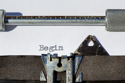 Vintage typewriter with a text