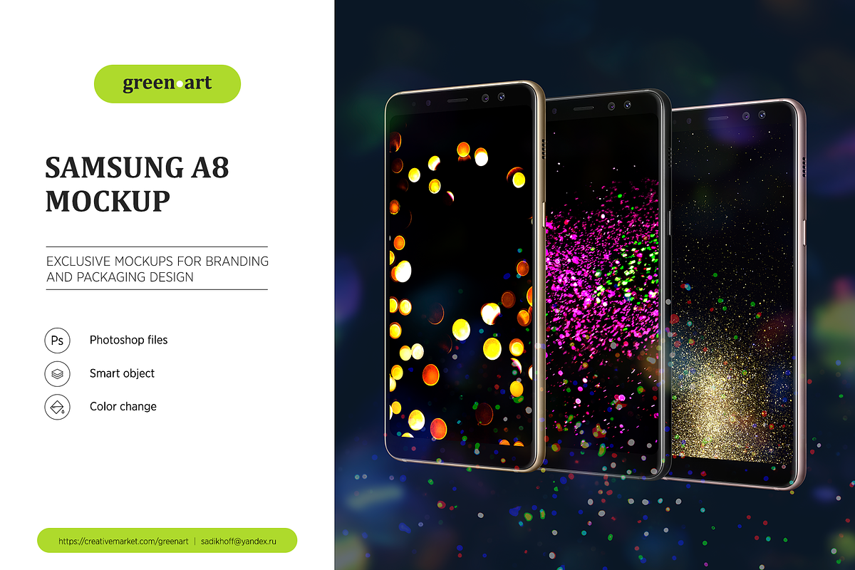 Samsung A8 PSD Mockup, an Android Mockup by Green Art (Photo 3 of 6)