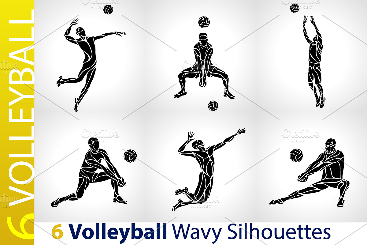 Volleyball players silhouettes set, a Person Illustration by Kluva's Wavy Silhouettes (Photo 1 of 2)