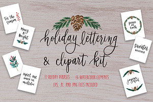SALE Holiday Lettering & Clipart Kit