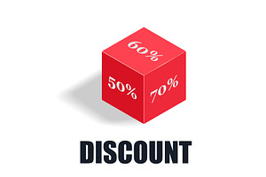 3D Red Cube Showing Discount, an Object Illustration by piter.goskov