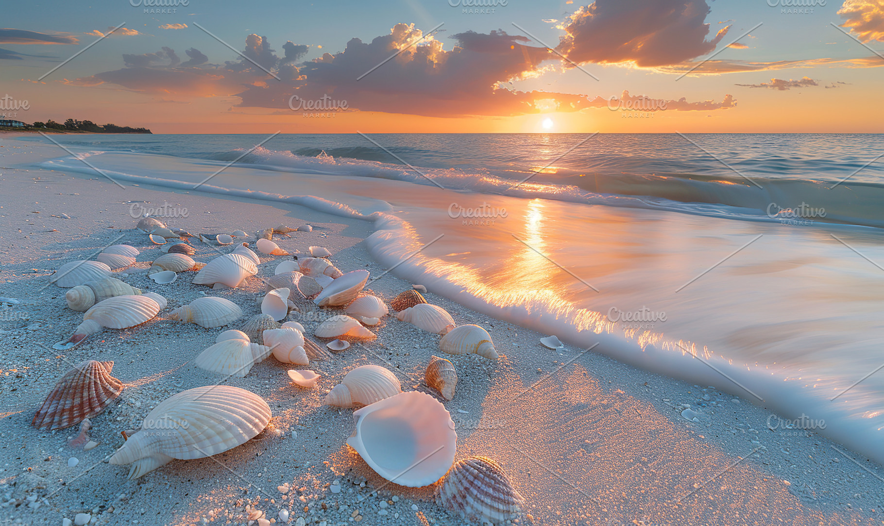 A peaceful beach scene with various, a Photo by LOGOCREATIVE