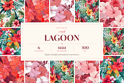 Coral Lagoon Hibiscus Florals, a Pattern Graphic by Ninterints (Thumbnail 1 of 10)