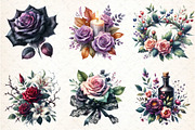 Halloween Flowers Clipart Bundle, an Illustration by DreamCafeArt (Thumbnail 4 of 7)