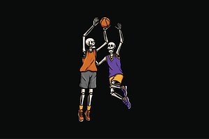 Skeletons Playing Basketball, an Object Illustration by nomlimo.com