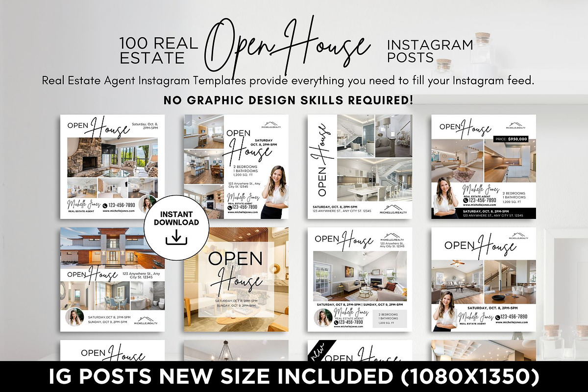 Open House Instagram Posts Canva, a Social Media Template by CreativeVinesStore (Photo 6 of 12)