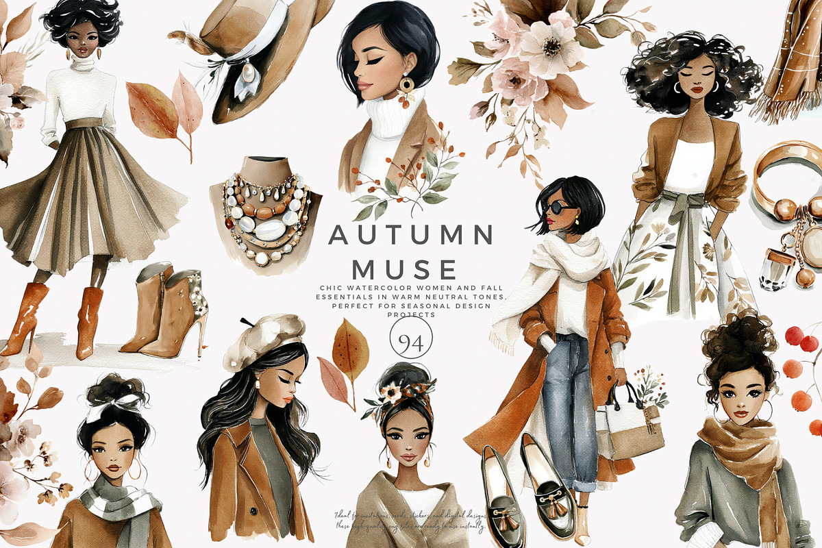 Autumn watercolor clipart set, a Decorative Illustration by Patishop Art (Photo 1 of 9)