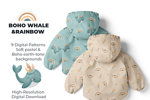 Boho Whale & Rainbow