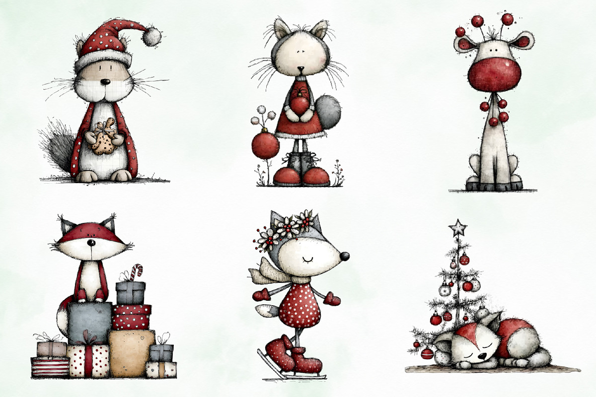 Whimsical Quirky Animals Clipart, an Illustration by Creative Art (Photo 5 of 13)