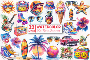 90s Retro Summer Sublimation Clipart, an Illustration by Designworld