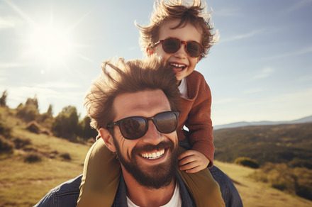 Father and son having fun on top of, a Photo by Iftikhar Alam