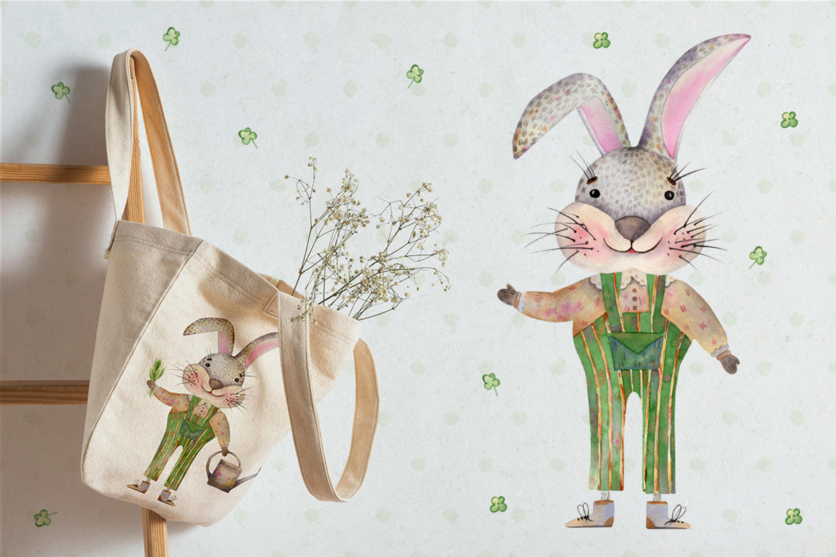 Gardening tools illustration. Bunny, a Decorative Illustration by Anna Kopylova (Photo 3 of 8)