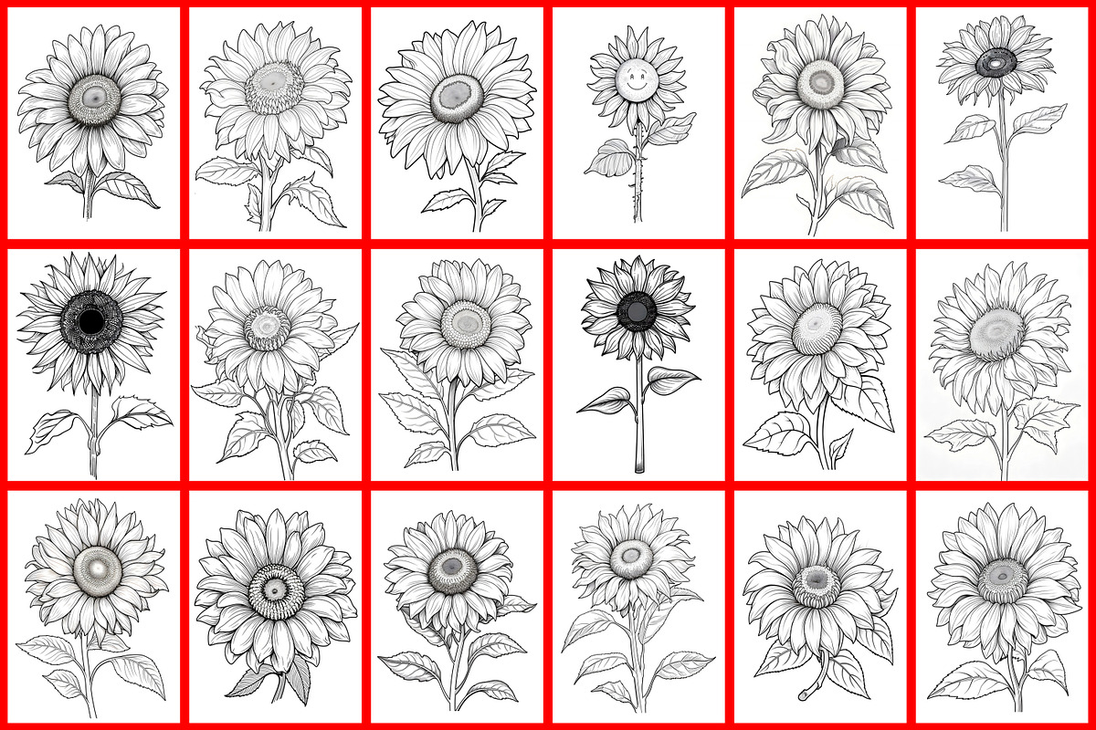 Sunflower Coloring Page, a Graphic by Forhadx5 (Photo 3 of 7)