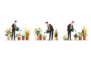 Businessman watering plants. Human, a Person Illustration by Stock-Smart-Start