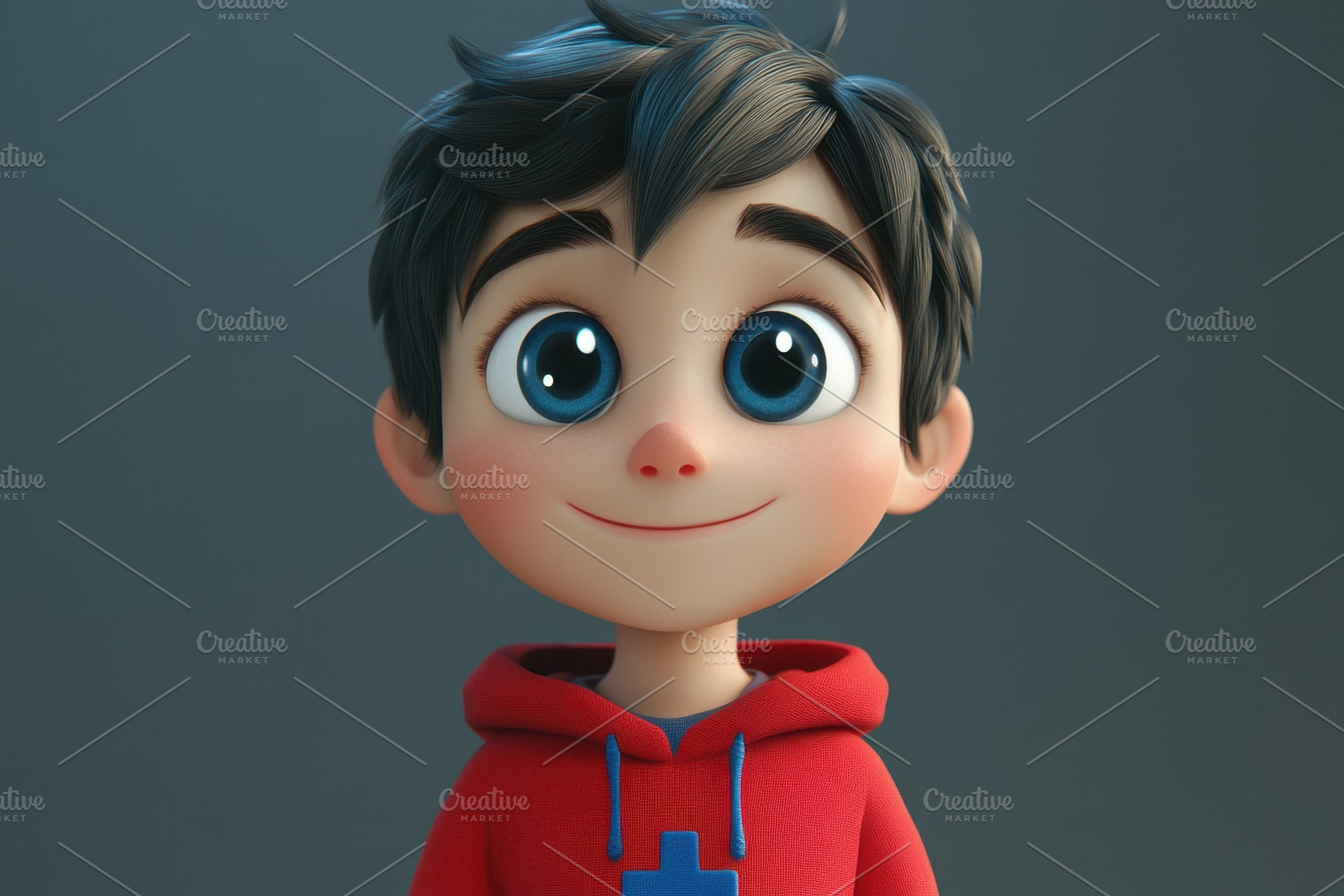 Charming cartoon boy with cheerful, a Photo by Pavel_design
