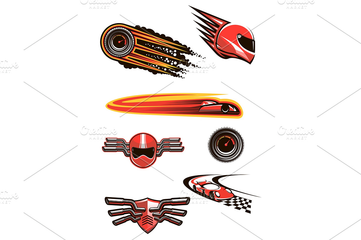 Motorcycle and car racing symbols, an Object Graphic by Vector Tradition (Photo 3 of 3)
