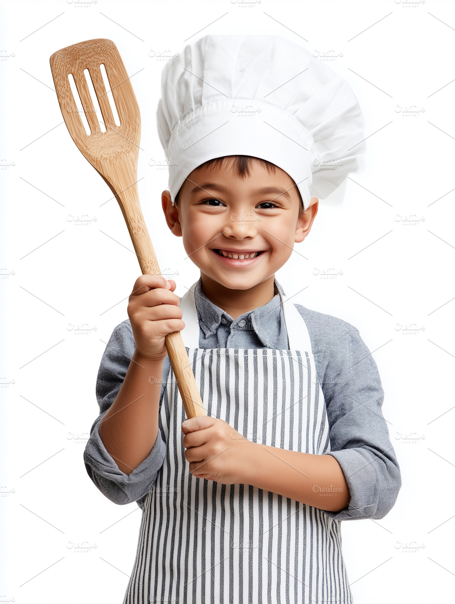 Smiling little boy dressed as a chef, a Food & Drink Photo by MistyDay