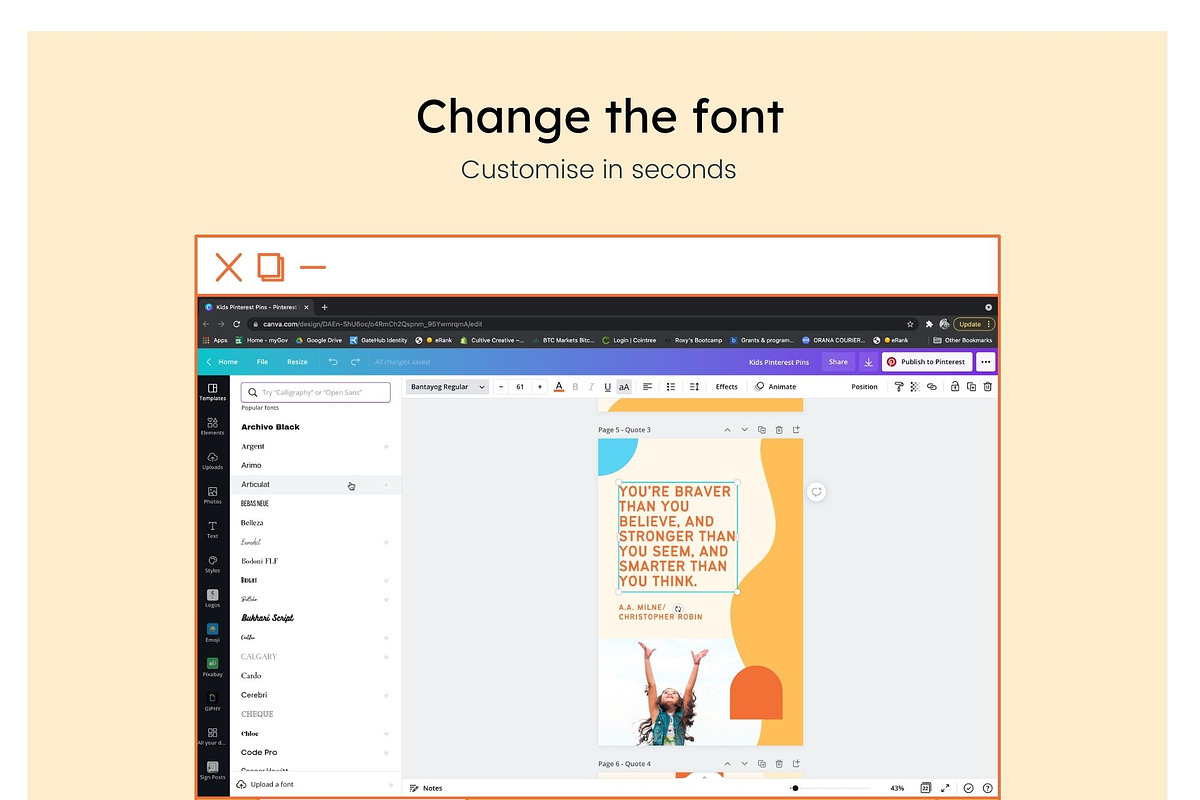 Kids Pinterest Canva Templates, a Social Media Template by Cultive Creative (Photo 5 of 12)
