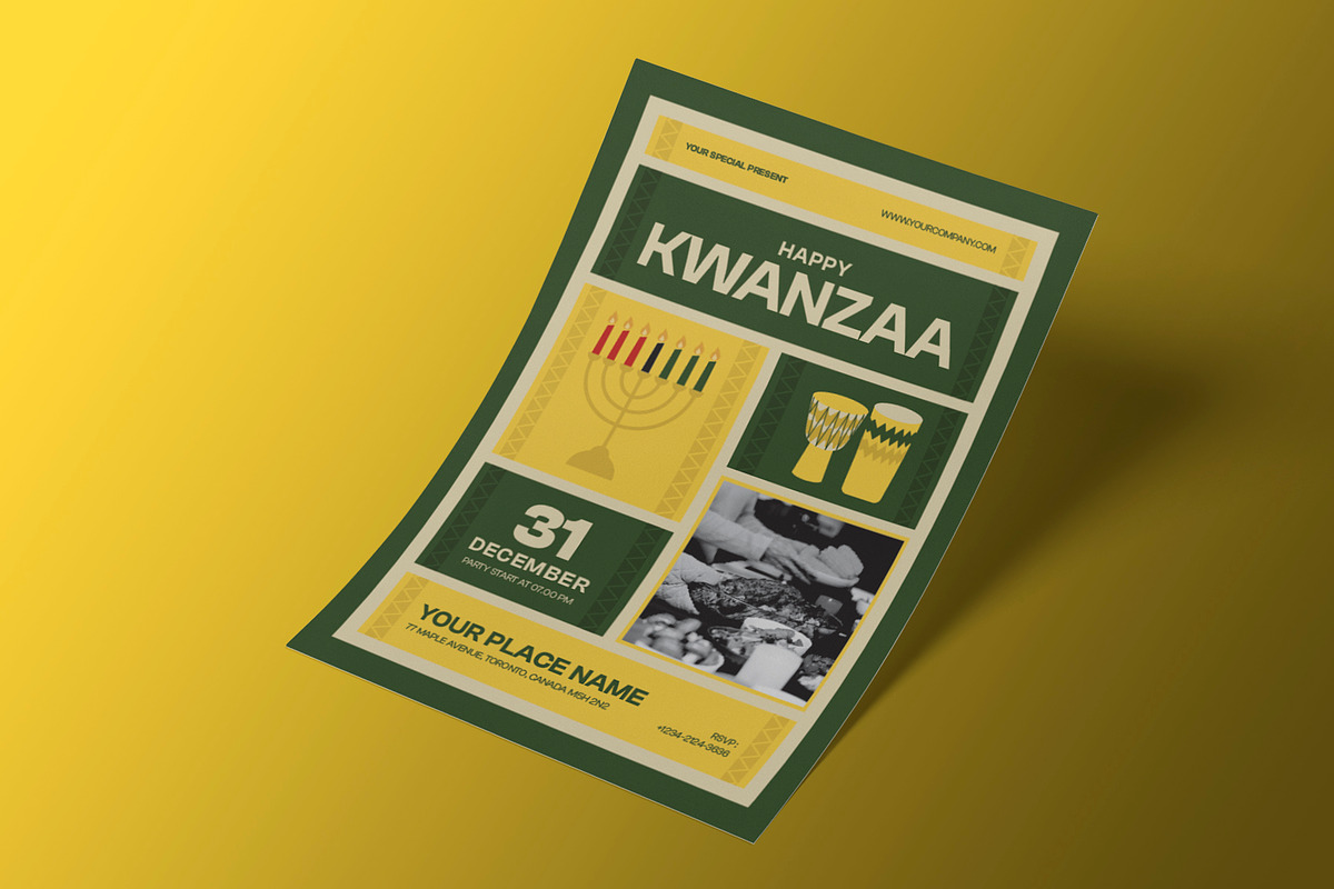 Yellow Happy Kwanzaa Flyer, a Flyer Template by Neermana (Photo 2 of 4)