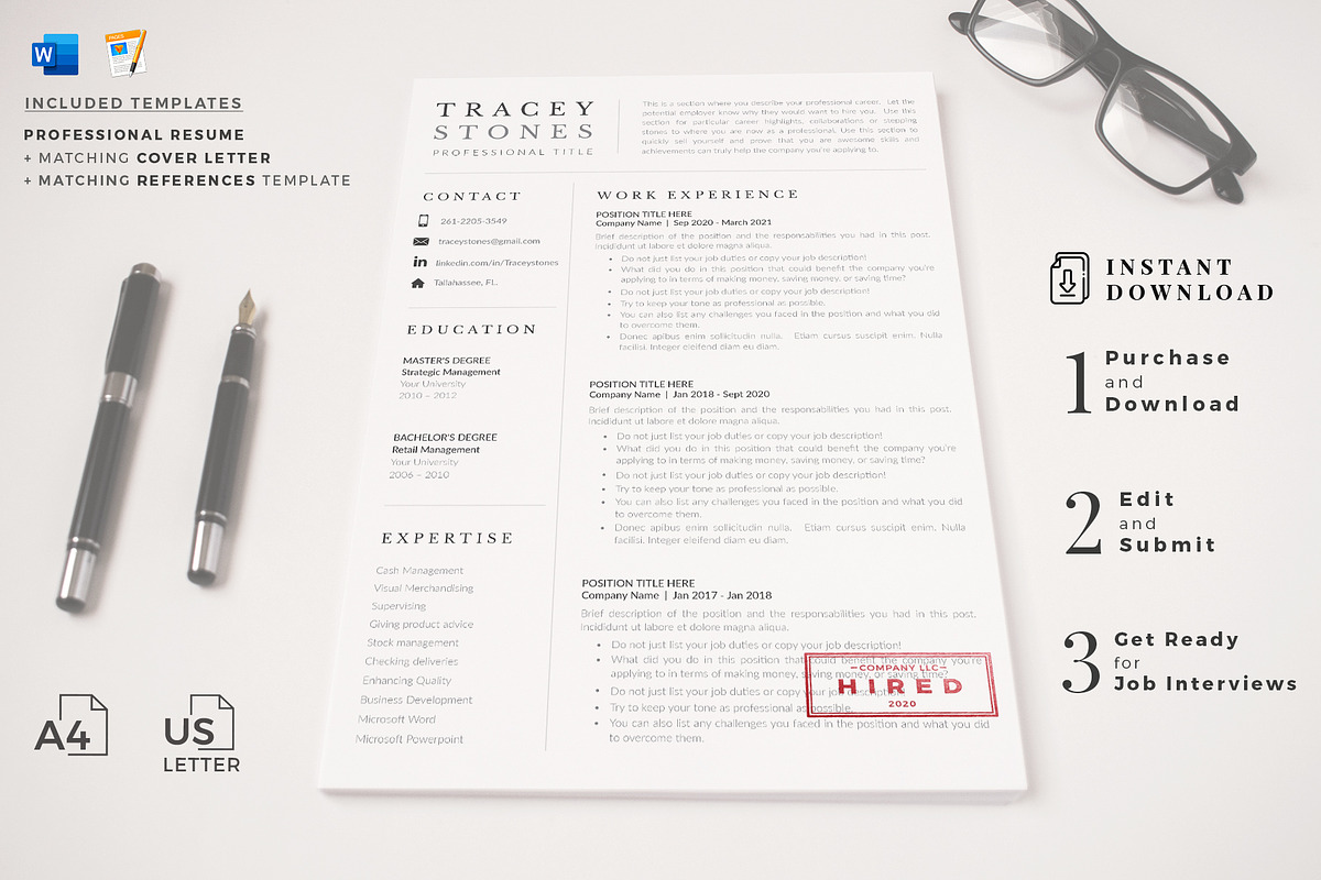 Easy Resume Template & Cover Letter, a Resume Template by HIRED Design Studio (Photo 13 of 13)