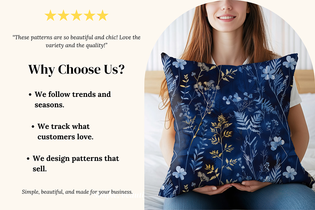 Cyanotype Gold Seamless Patterns, a Pattern Graphic by Ninterints (Photo 6 of 13)