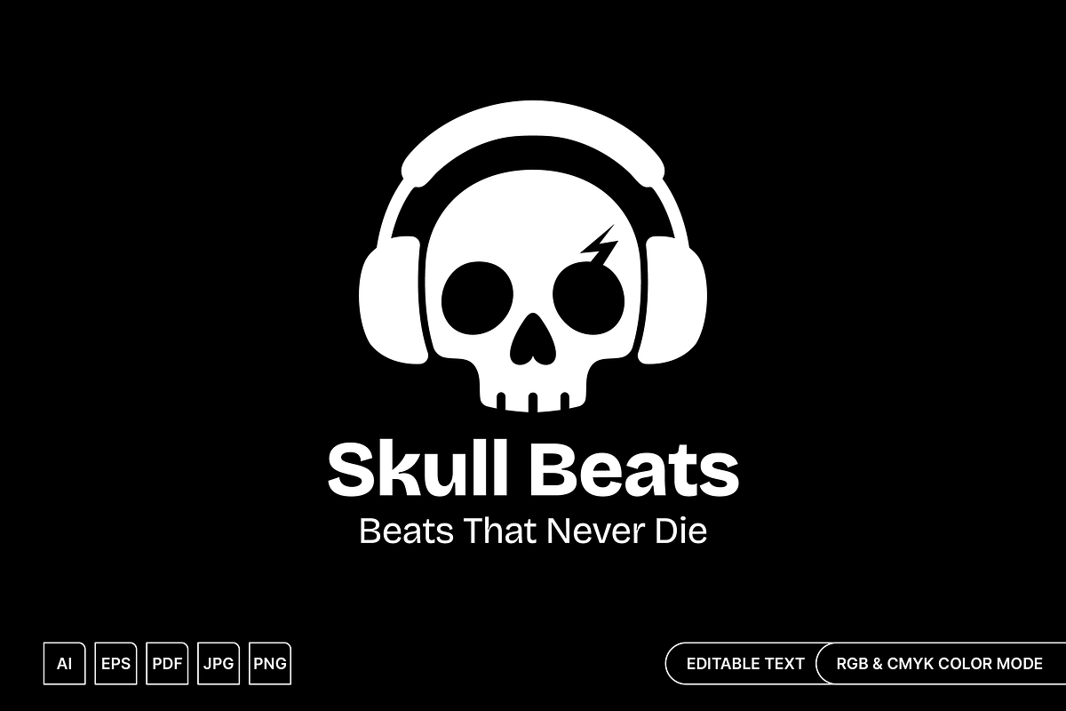 Skull With Headphone Logo, a Branding & Logo Template by muhisya (Photo 1 of 3)