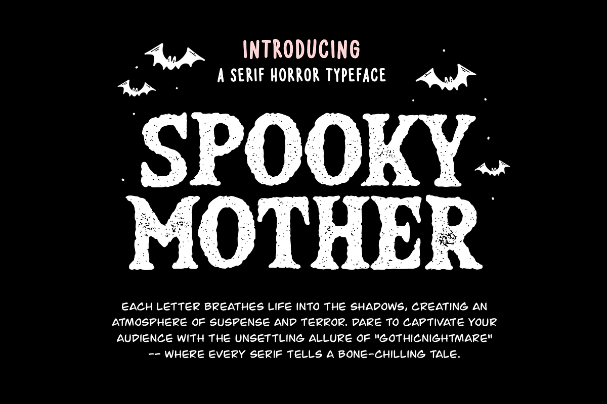 Spooky Mother Font - Serif Horror, a Serif Font by ariodsgn (Photo 1 of 6)