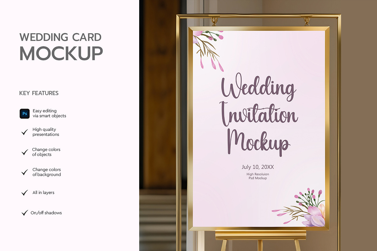 Wedding Invitation Poster Mockup, a Product Mockup by graphypix (Photo 2 of 4)