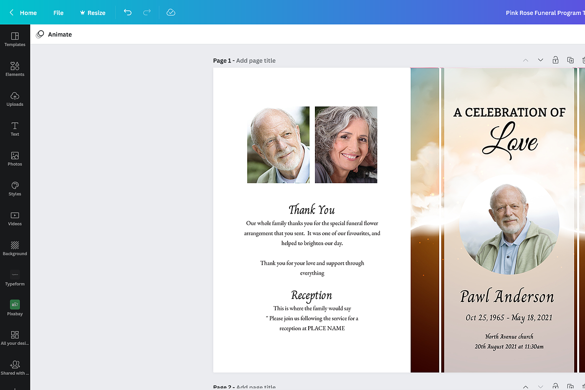 Editable Funeral Program Template, a Brochure Template by SmmrDesign (Photo 6 of 6)