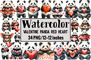 Valentine Panda Red Heart, an Illustration by Design Market (Thumbnail 1 of 3)