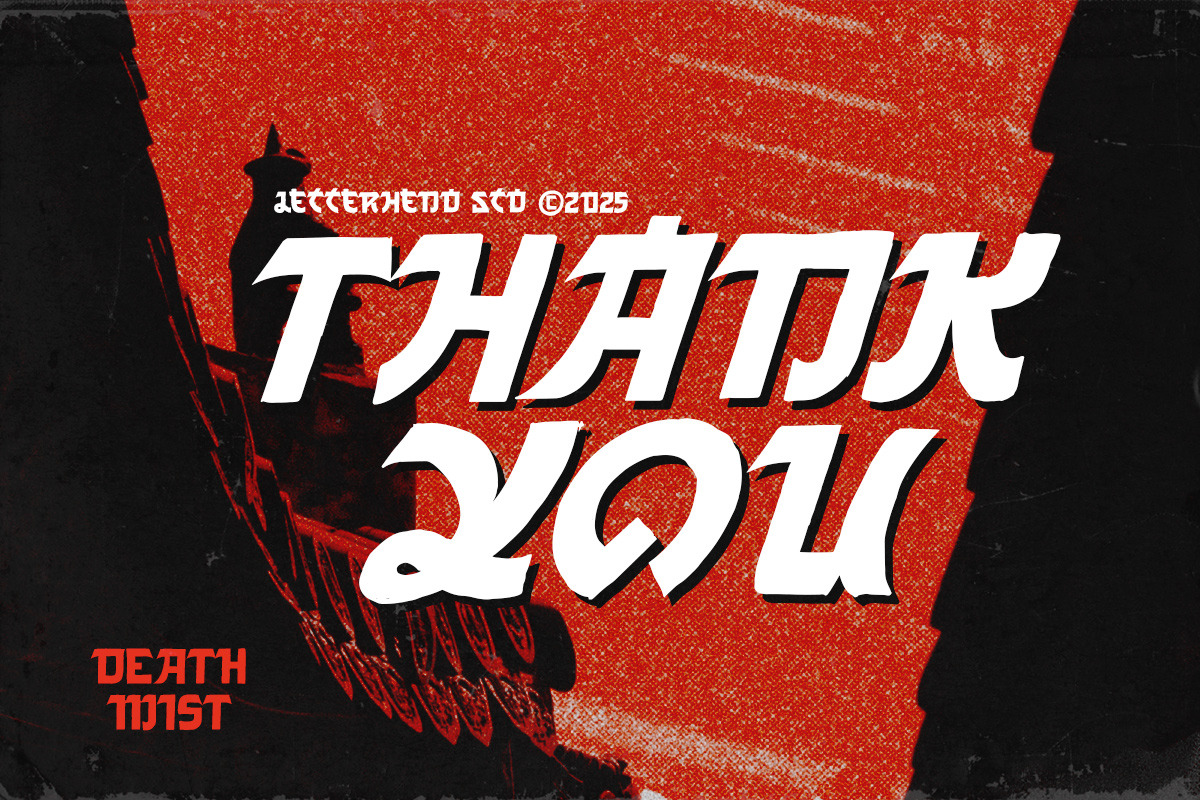 Death Mist Japanese Horror Font, a Sans Serif Font by Letterhend Studio (Photo 8 of 9)