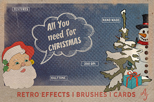 Retro Christmas EFFECTS & BRUSHES PS